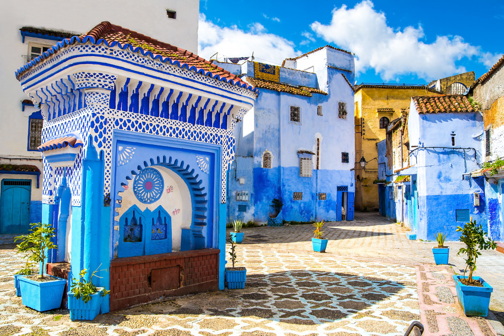 Ville bleue de Chefchaouen, Maroc jigsaw puzzle in Paysages urbains puzzles on TheJigsawPuzzles.com