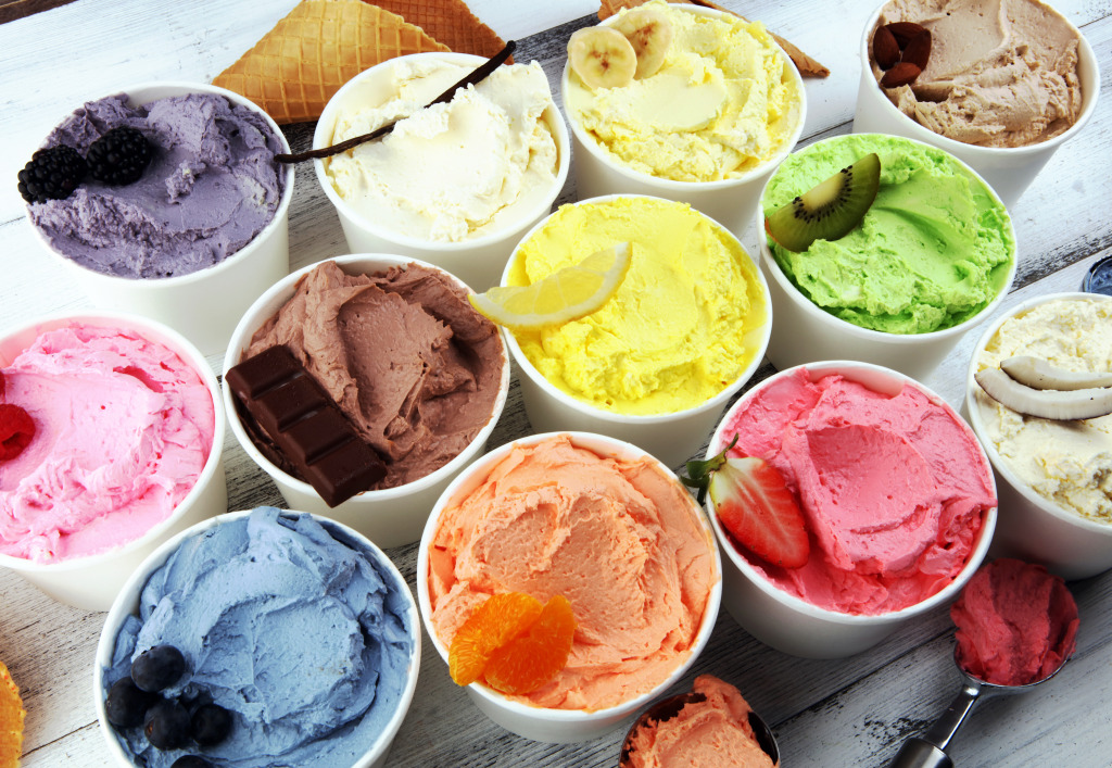 Various Ice Cream Flavors jigsaw puzzle in Food & Bakery puzzles on TheJigsawPuzzles.com