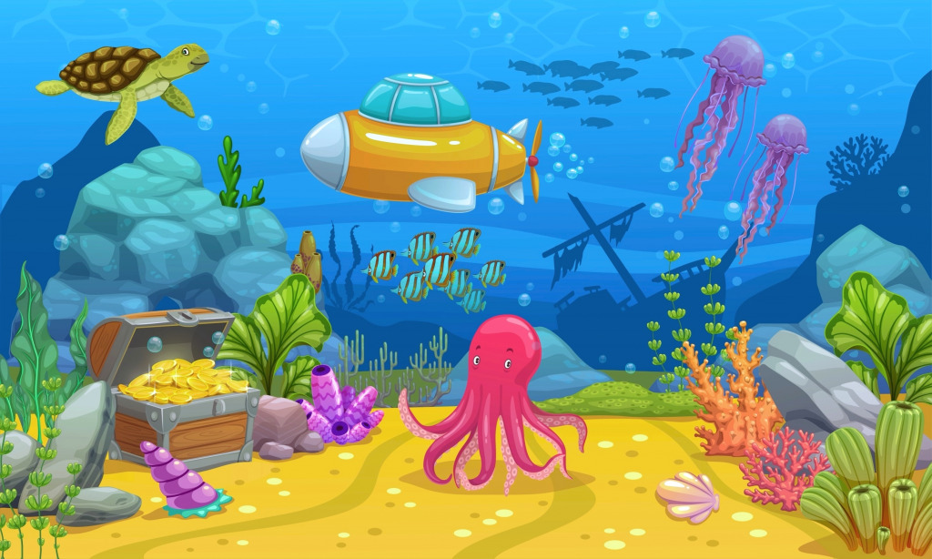 The Seabed and the Treasure Chest jigsaw puzzle in Under the Sea puzzles on TheJigsawPuzzles.com