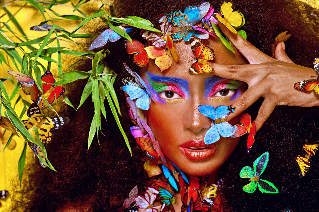 Beautiful Girl Surrounded by Butterflies jigsaw puzzle in People puzzles on TheJigsawPuzzles.com