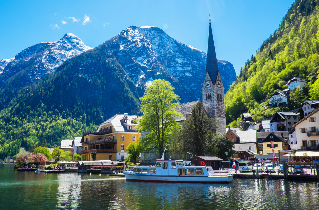 The centre of Hallstatt, Austria jigsaw puzzle in Great Sightings puzzles on TheJigsawPuzzles.com