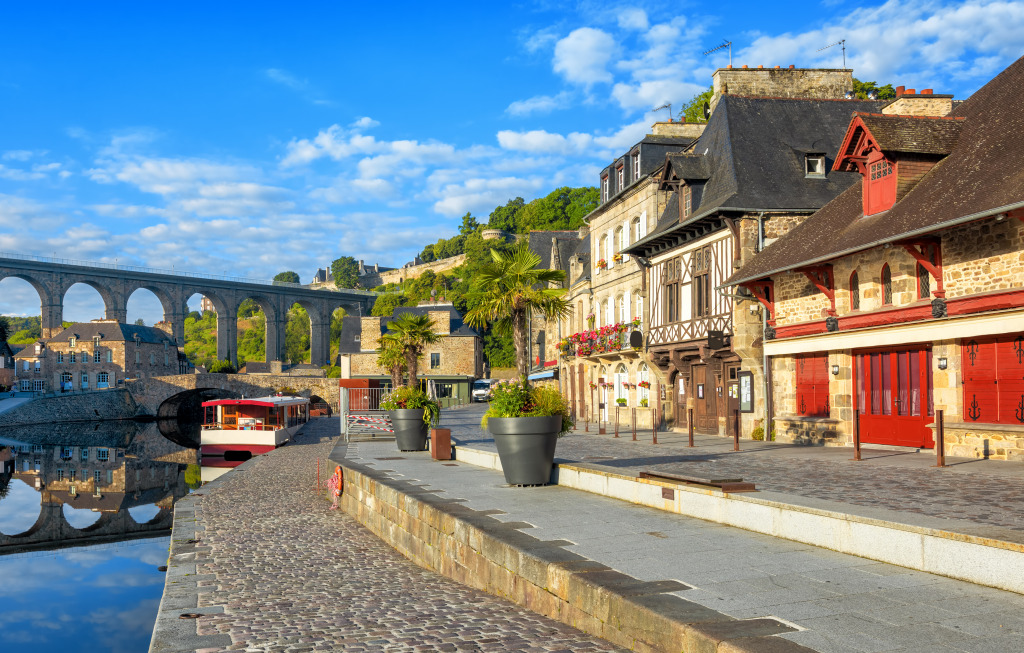 Viaduct over the Rance River in Dinan, France jigsaw puzzle in Bridges puzzles on TheJigsawPuzzles.com