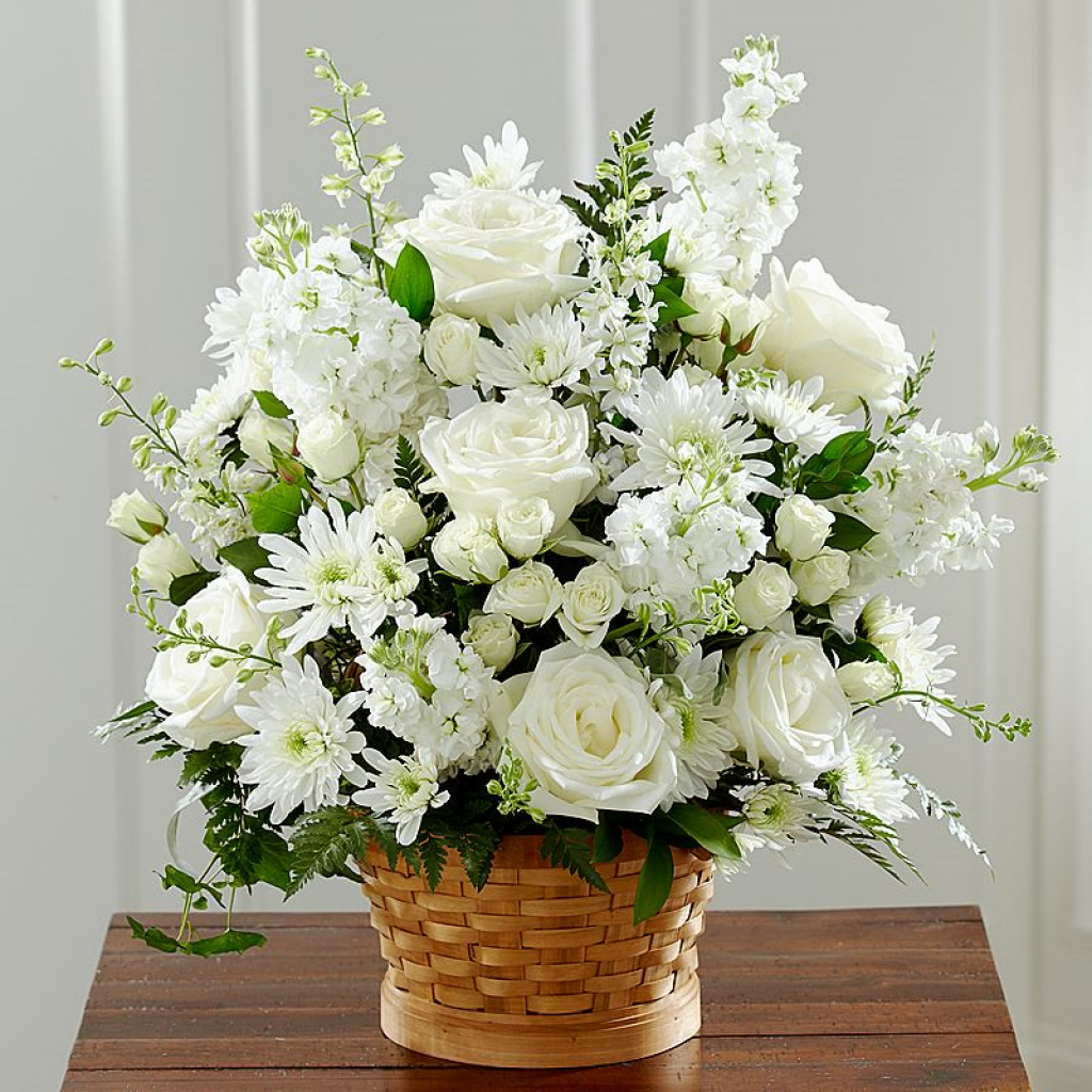 White funeral flowers w-roses jigsaw puzzle in Carolyn Wright puzzles on TheJigsawPuzzles.com