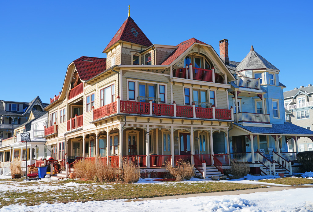 Painted Ladies after a Winter Storm, Ocean Grove jigsaw puzzle in Street View puzzles on TheJigsawPuzzles.com