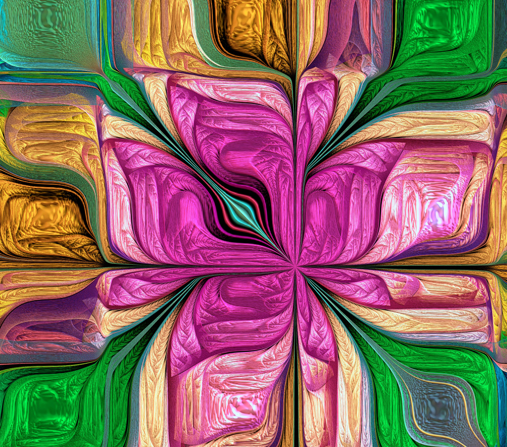 Flor estilizada abstrata multicolorida jigsaw puzzle in Fractals puzzles on TheJigsawPuzzles.com