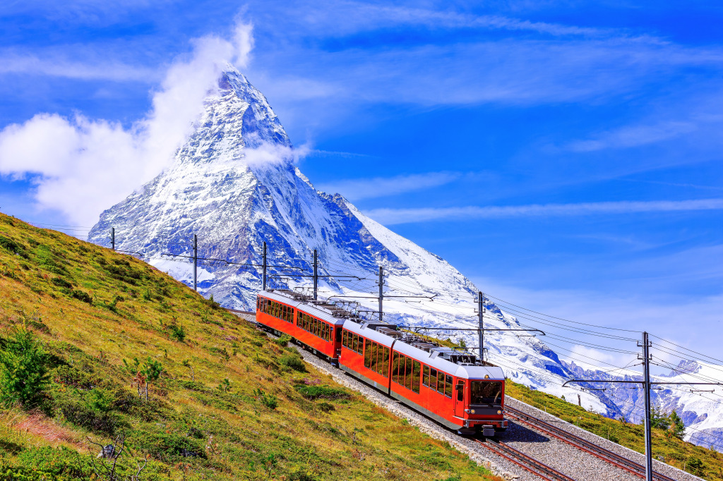 Gornergrat Tourist Train, Zermatt, Switzerland jigsaw puzzle in Great Sightings puzzles on TheJigsawPuzzles.com