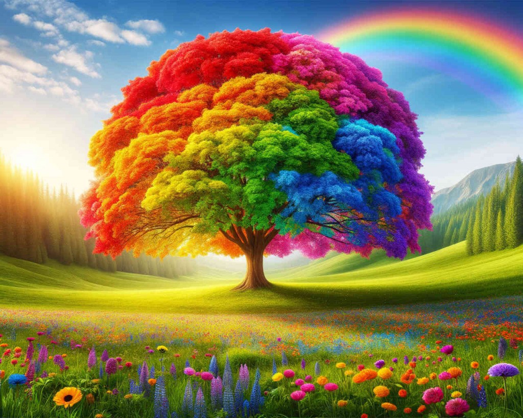 Colorful tree & Rainbow jigsaw puzzle in Juanita Kendle puzzles on TheJigsawPuzzles.com