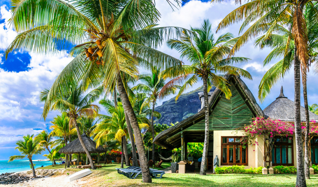 Bungalow im tropischen Paradies, Insel Mauritius jigsaw puzzle in Großartige Landschaften puzzles on TheJigsawPuzzles.com