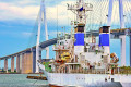 Patrol Boat and Shinminato-ohashi Bridge, Japan