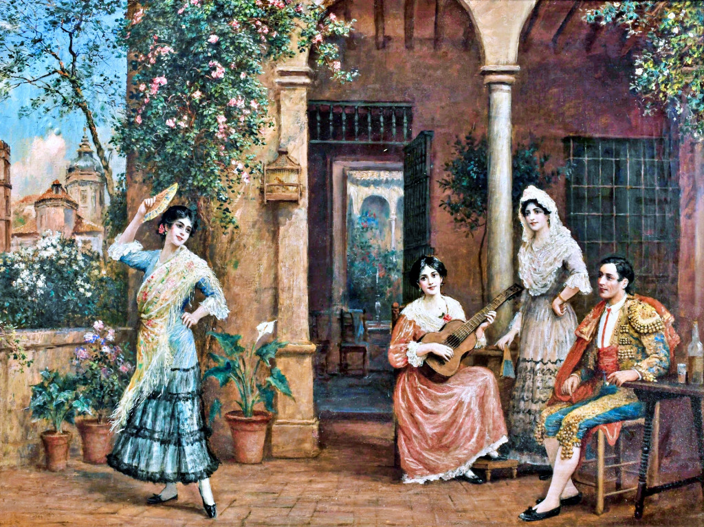 Spanische Musiker und Tänzer auf einem Balkon jigsaw puzzle in Kunstwerke puzzles on TheJigsawPuzzles.com