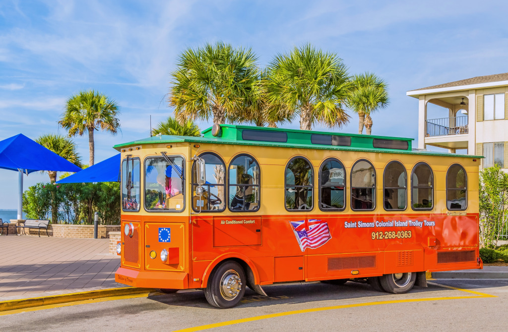 Old Town Trolley Tours, St. Simons, Georgia, USA jigsaw puzzle in Cars & Bikes puzzles on TheJigsawPuzzles.com