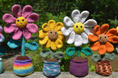 Smiling Amigurumi Flowers in Pots