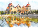 Watercolor of Moritzburg Castle, Germany