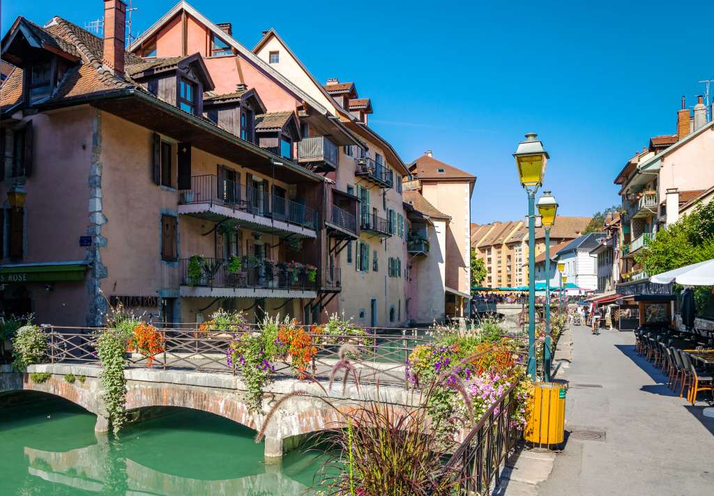 Cidade velha de Annecy e rio Thiou, França jigsaw puzzle in Pontes puzzles on TheJigsawPuzzles.com