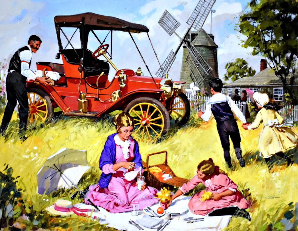 Familienpicknick jigsaw puzzle in Autos & Motorräder puzzles on TheJigsawPuzzles.com