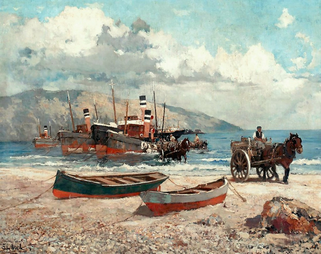 Boats on a Beach jigsaw puzzle in Piece of Art puzzles on TheJigsawPuzzles.com