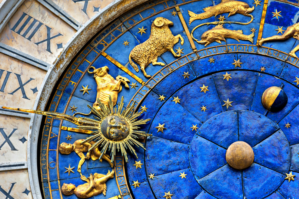 Ancient Clock Torre dell'Orologio in Venice, Italy jigsaw puzzle in Macro puzzles on TheJigsawPuzzles.com