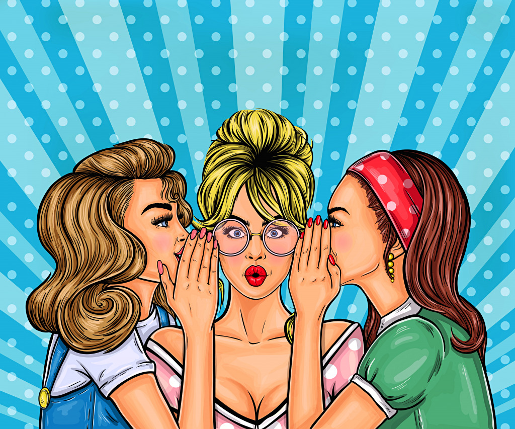 Girls Sharing Information, Pop Art jigsaw puzzle in Puzzle of the Day puzzles on TheJigsawPuzzles.com