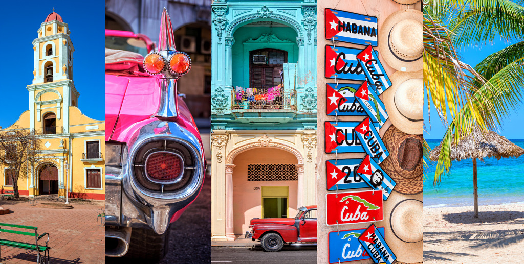 Cuban Symbols Collage, Tourism Concept jigsaw puzzle in Puzzle of the Day puzzles on TheJigsawPuzzles.com