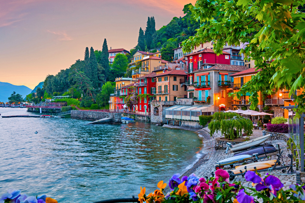 Lake Como in the Evening, Lombardy, Italy jigsaw puzzle in Puzzle of the Day puzzles on TheJigsawPuzzles.com