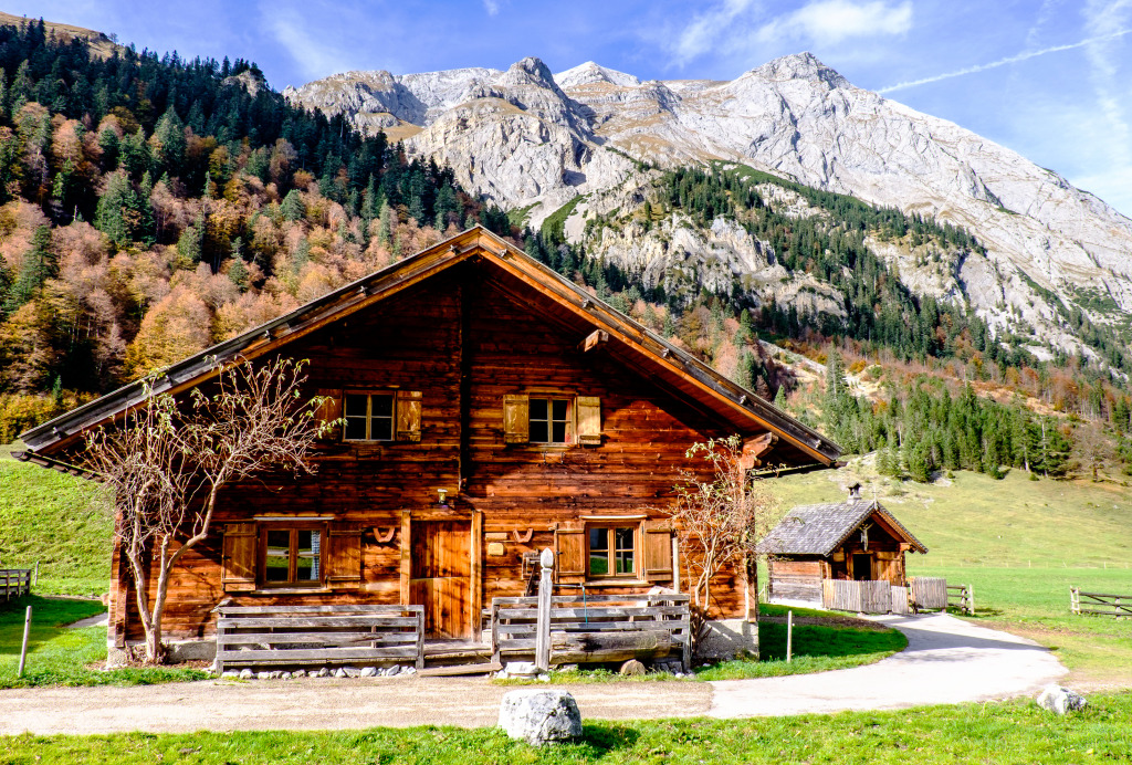 Ancienne ferme dans le Karwendel, Autriche jigsaw puzzle in Magnifiques vues puzzles on TheJigsawPuzzles.com