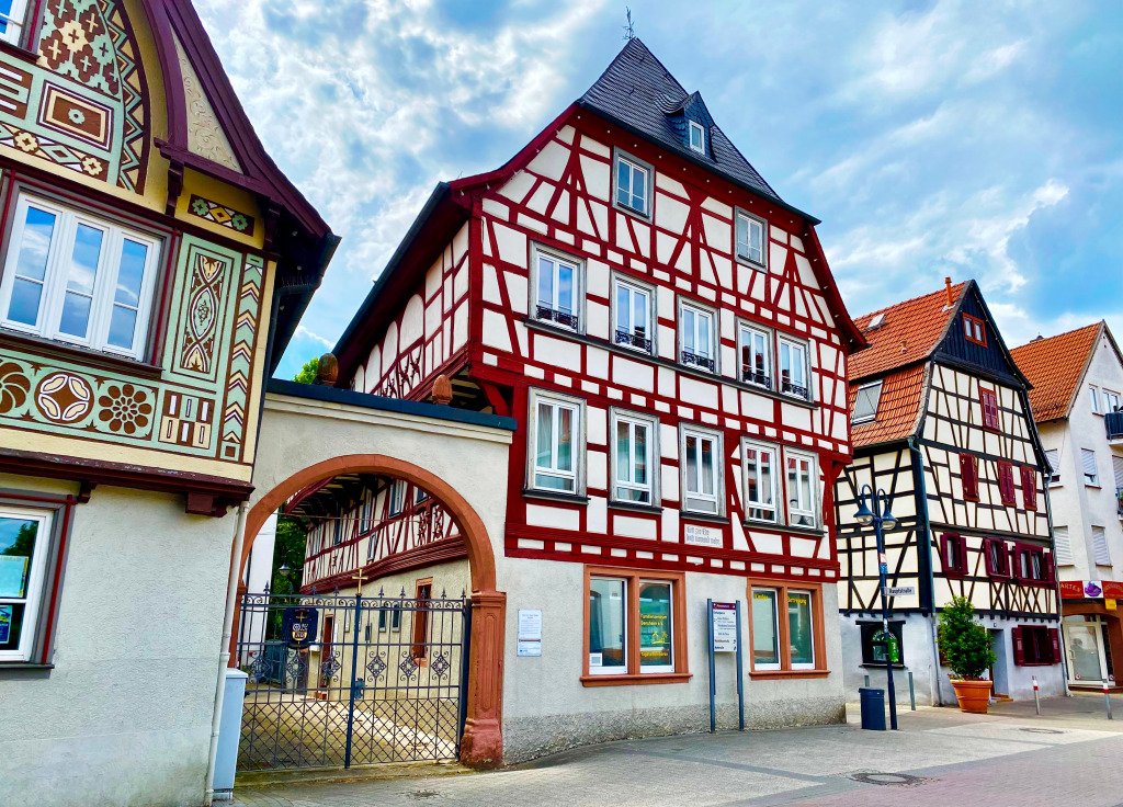 Traditional German Architecture in Bensheim jigsaw puzzle in Street View puzzles on TheJigsawPuzzles.com