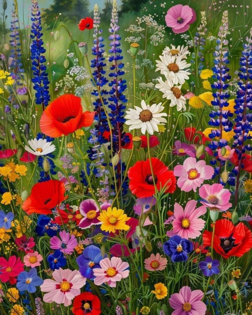 wild flowers with poppies and daisies jigsaw puzzle in Sharlene McIntyre puzzles on TheJigsawPuzzles.com