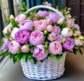 basket of peonies