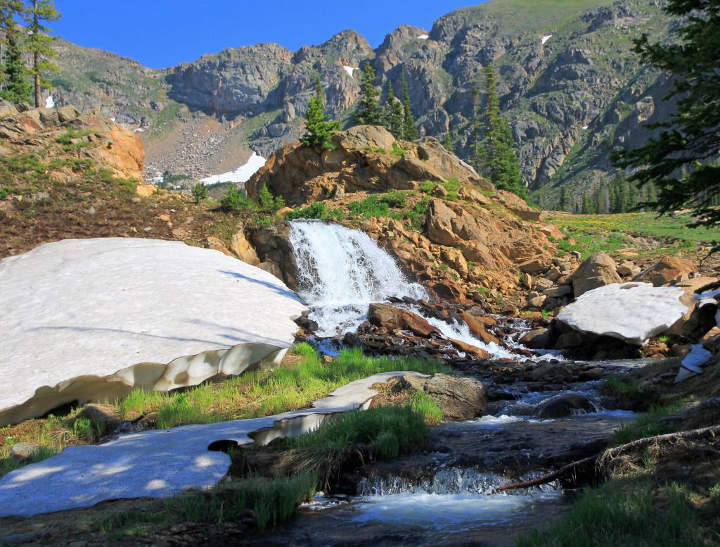 Incredible Waterfall Stream in the Mountains jigsaw puzzle in Waterfalls puzzles on TheJigsawPuzzles.com