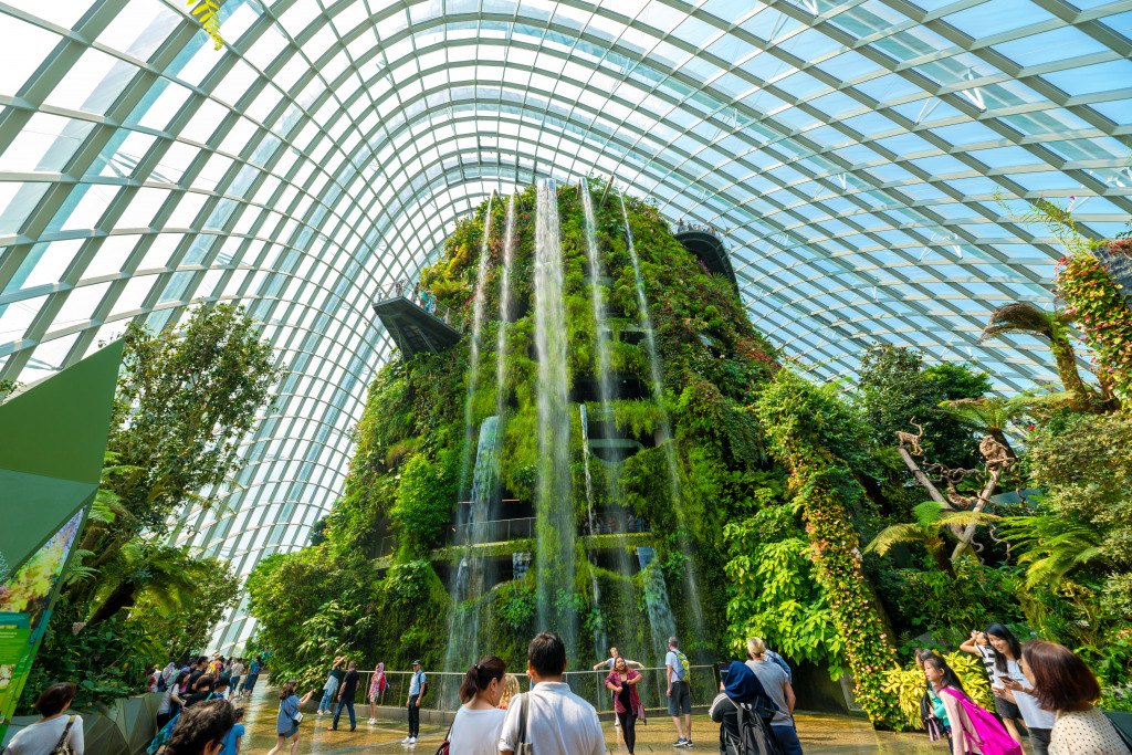 Cloud Forest Dome in Gardens by the Bay, Singapore jigsaw puzzle in Waterfalls puzzles on TheJigsawPuzzles.com