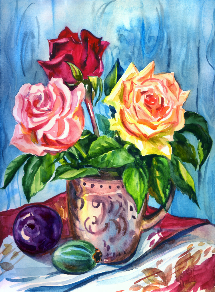 Watercolor Still Life jigsaw puzzle in Flowers puzzles on TheJigsawPuzzles.com