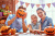 Happy Family Preparing for Halloween