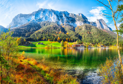 Schöner Blick auf den Hintersee, Bayern, Deutschland jigsaw puzzle in ...