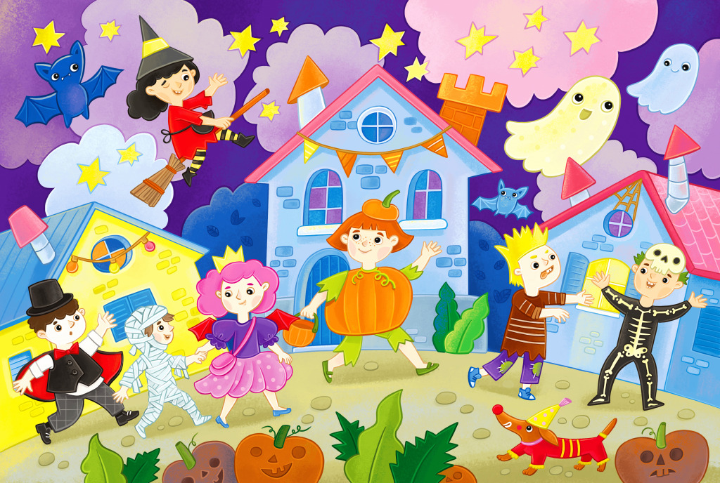 Halloween Children in Carnival Costumes jigsaw puzzle in Halloween puzzles on TheJigsawPuzzles.com