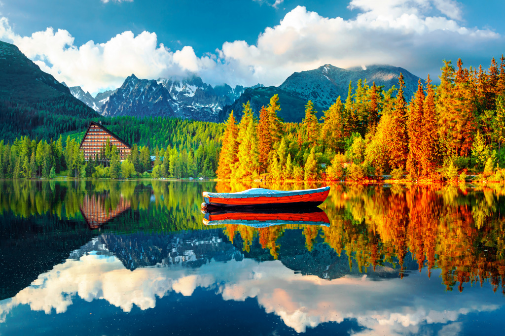 Lago Strbske Pleso nos Altos Tatras, Eslováquia jigsaw puzzle in Lugares Maravilhosos puzzles on TheJigsawPuzzles.com