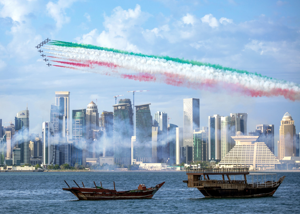 Italian Air Forces Air Show at Doha, Qatar jigsaw puzzle in Aviation puzzles on TheJigsawPuzzles.com