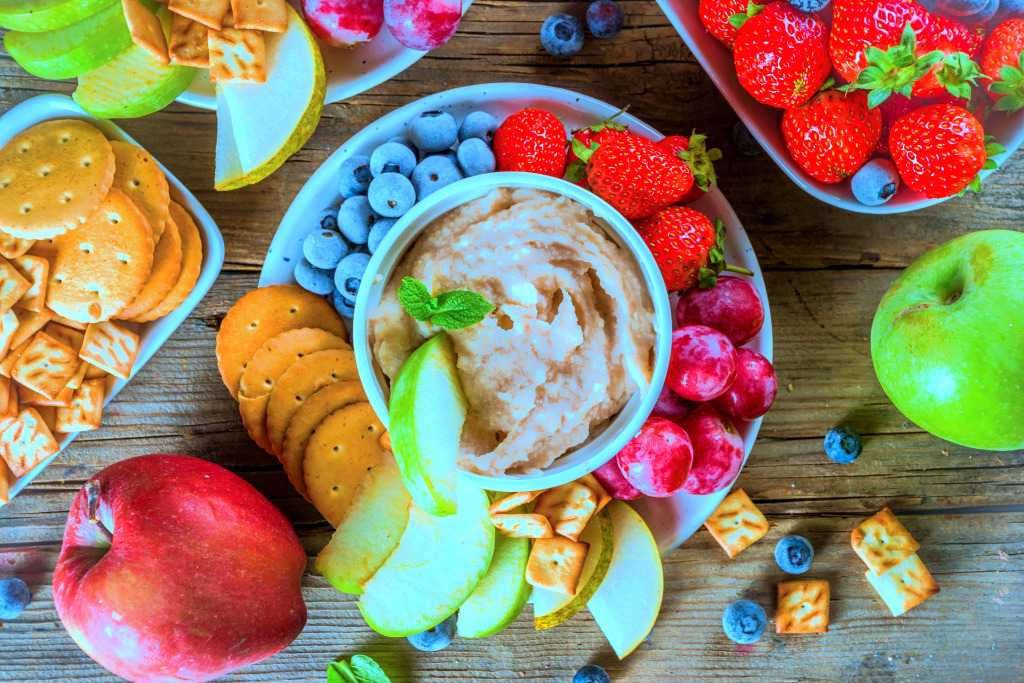 Homemade Sweet Hummus with Berries and Fruits jigsaw puzzle in Fruits & Veggies puzzles on TheJigsawPuzzles.com