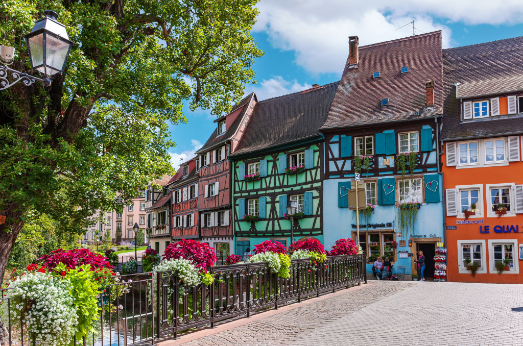 Floral Decoration in the Old Town, Alsace, France jigsaw puzzle in Bridges puzzles on TheJigsawPuzzles.com