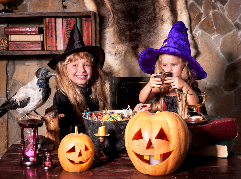 Little Witches jigsaw puzzle in Halloween puzzles on TheJigsawPuzzles.com