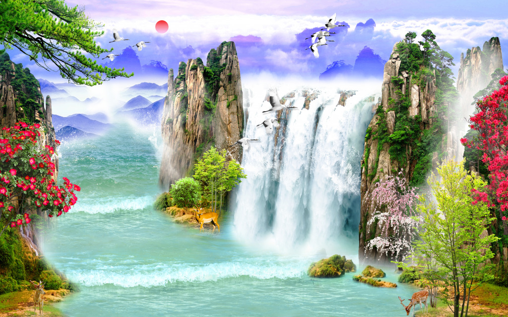 Collage with a Waterfall jigsaw puzzle in Waterfalls puzzles on TheJigsawPuzzles.com