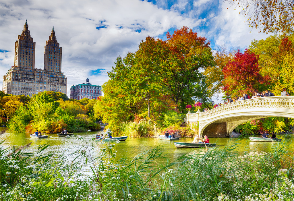 Lake in Central Park, New York, USA jigsaw puzzle in Bridges puzzles on TheJigsawPuzzles.com