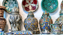 Traditional Moroccan Ceramics at a Souk in Fez