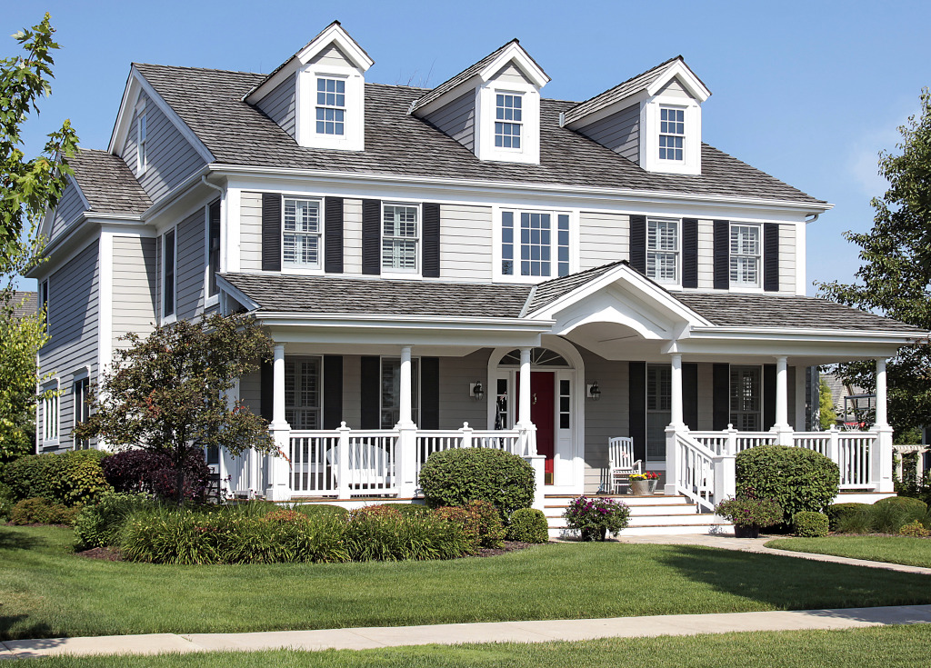 Large Suburban Home with a Porch jigsaw puzzle in Street View puzzles on TheJigsawPuzzles.com