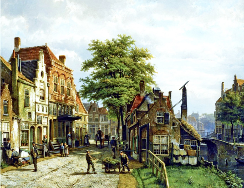 Dutch Town on a Sunny Day - cleaned jigsaw puzzle in Chris Ferne puzzles on TheJigsawPuzzles.com