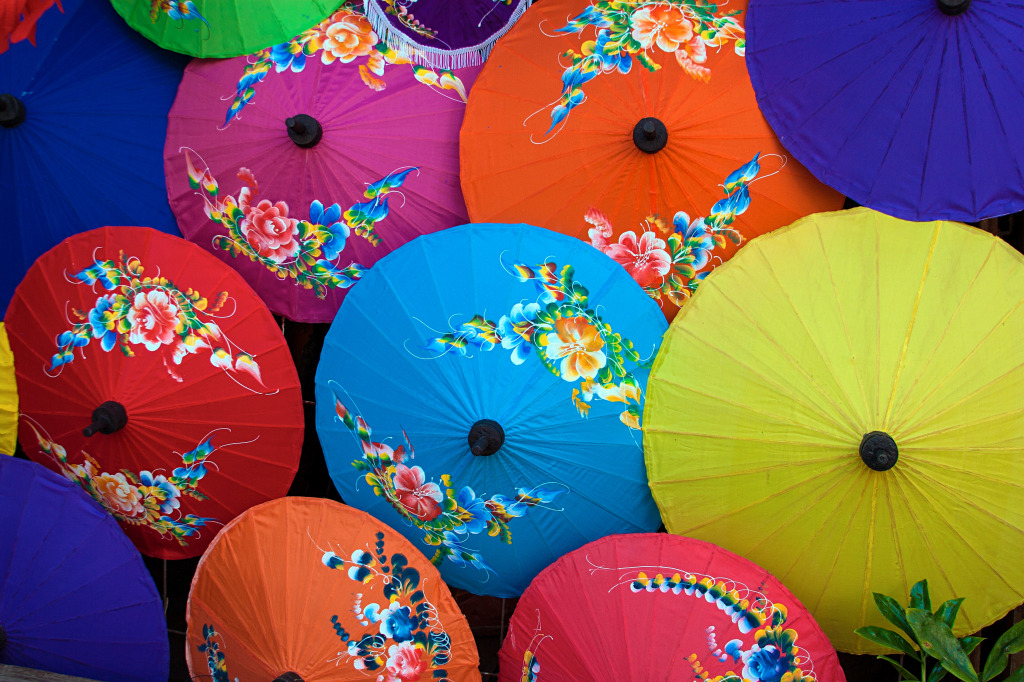 Multicolored Paper Umbrellas jigsaw puzzle in Macro puzzles on TheJigsawPuzzles.com