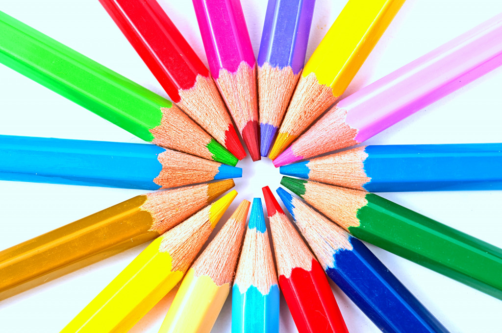 Colored Pencils on a White Background jigsaw puzzle in Macro puzzles on TheJigsawPuzzles.com