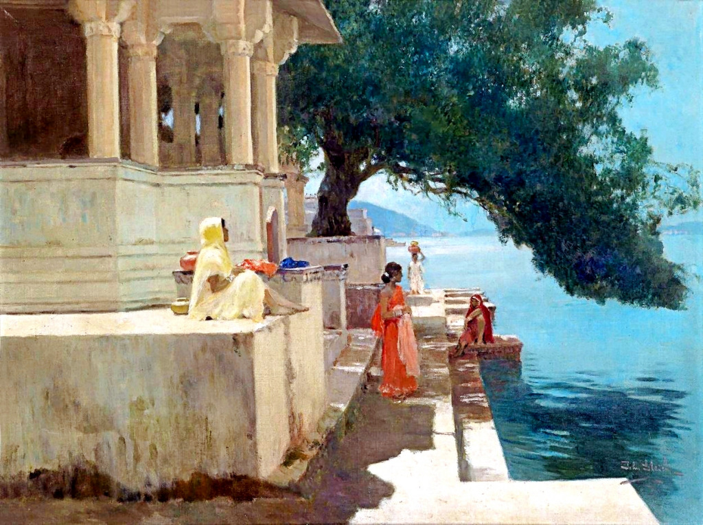 Nas margens do Ganges jigsaw puzzle in Obras de Arte puzzles on TheJigsawPuzzles.com