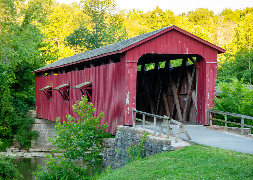 Cataract Falls Covered Bridge, Jennings Township jigsaw puzzle in Brücken puzzles on TheJigsawPuzzles.com