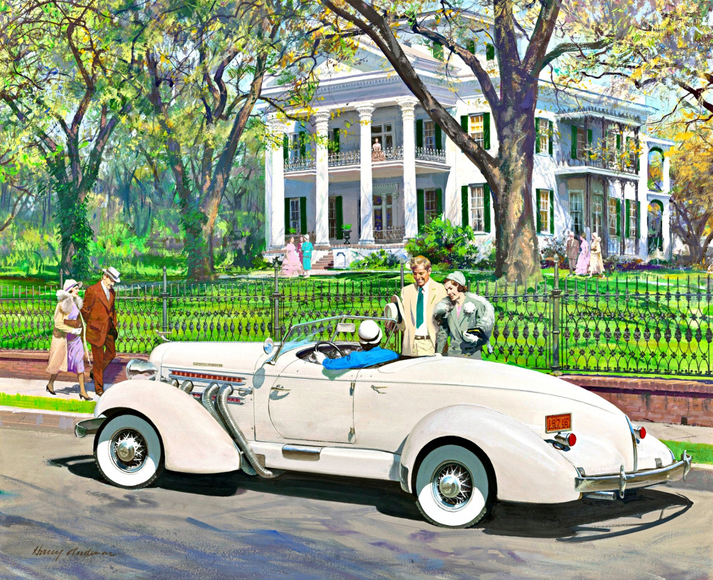 Stadtszene, Vintage-Illustration jigsaw puzzle in Autos & Motorräder puzzles on TheJigsawPuzzles.com