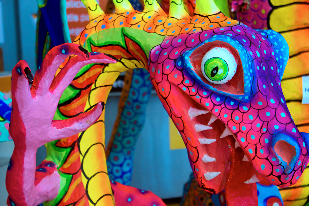 A Colorful and Bright Alebrije jigsaw puzzle in Handmade puzzles on TheJigsawPuzzles.com